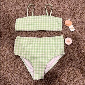Gianni Bini Honeydew Green and White Checkered Bikini